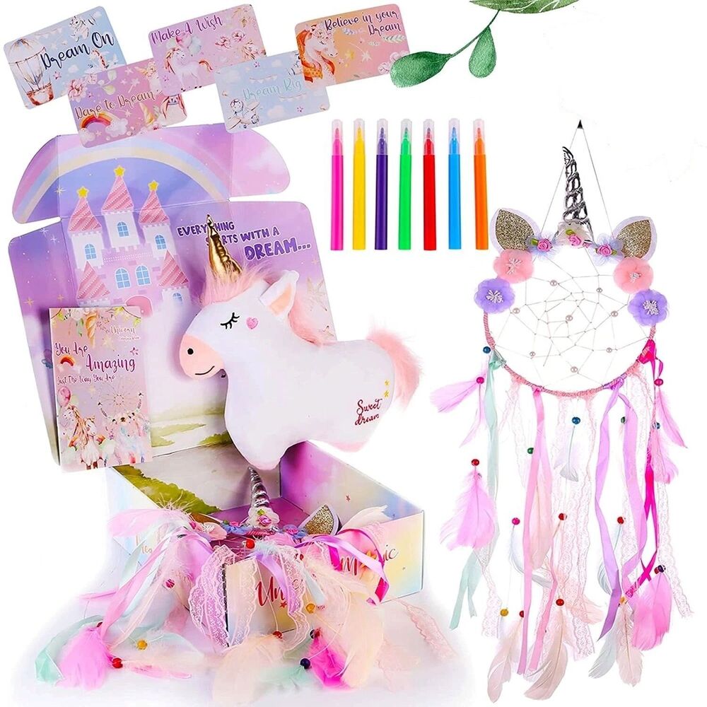 Unicorn Gifts for Girls - Unicorn Stuff Animal, Dream Catcher, Coloring Book Pen